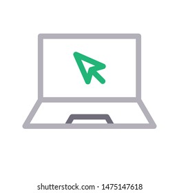 click laptop colour line vector icon