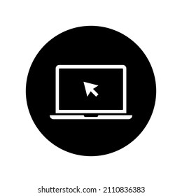 Click in laptop flat vector icon. Concept of using a personal computer.