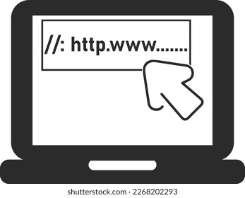 Click in laptop icon, desktop icon black vector