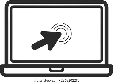 Haga clic en el icono del portátil, icono del escritorio vector negro