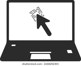 Click in laptop icon, desktop icon black vector
