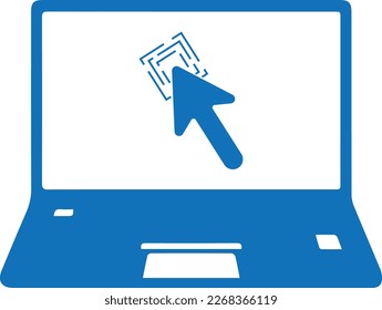 Click in laptop icon, desktop icon blue vector