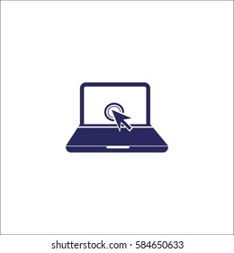 Click laptop icon isolated sign symbol. Flat Vector illustration.