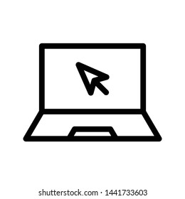 Click Laptop Thin Line Vector Icon