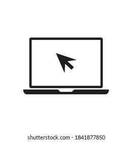 Haga clic en el icono vectorial del portátil. Concepto de uso de un ordenador personal. Ilustración vectorial sobre fondo blanco.