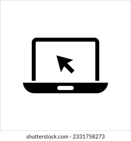 Haga clic en el icono vectorial del portátil. Concepto de uso de un equipo personal con fondo blanco