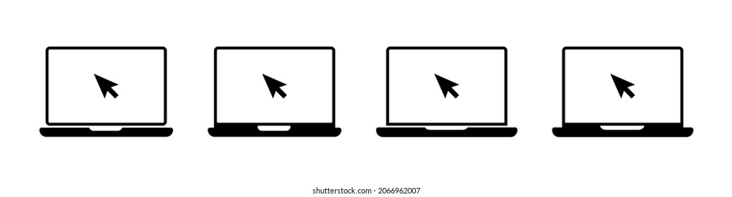 Click in laptop vector icon illustration