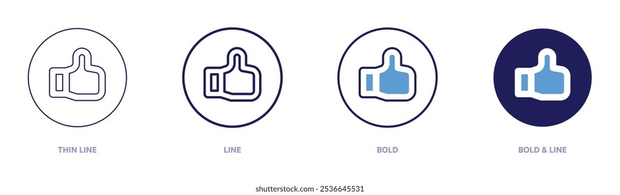 Clique como ícone de botão em 4 estilos diferentes. Linha fina, Linha, Negrito e Linha Negrito. Estilo duotônico. Traçado editável.