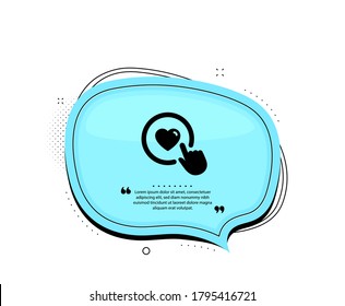 Pulse como icono. Burbuja del discurso de citas. Símbolo del botón de amor. Signo del día de San Valentín. Marcas de citado. Icono de botón de tipo clásico. Vector