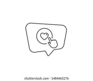 Click like line icon. Chat bubble design. Love button symbol. Valentines day sign. Outline concept. Thin line like button icon. Vector
