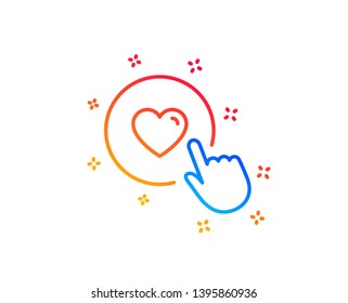 Click like line icon. Love button symbol. Valentines day sign. Gradient design elements. Linear like button icon. Random shapes. Vector