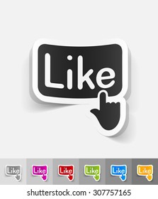 click like paper sticker with shadow. Vector illustration