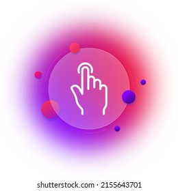 Click Line Icon. Hand, Pointer, Mouse, Cursor, Arrow, Index Finger, Slide, Press. Scrolling Concept. Glassmorphism Style. Vector Line Icon For Business And Advertising