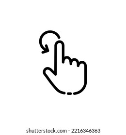 Click line icon. Tap, Index finger, zoom out, clock, sliding, Scrolling, waiting, cursor, arrow, sensor, watch. Pressing concept. Vector black line icon on a white background
