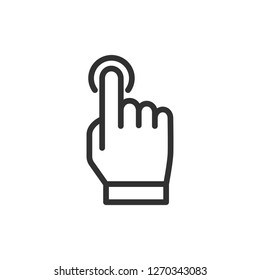 Click. linear icon. hand with index finger. Line with editable stroke