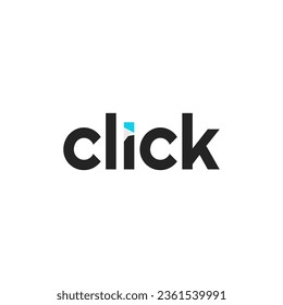 click logo concept. click typoraphy with cursor sign in i letter