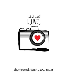Click with love lettering. Shirt design.