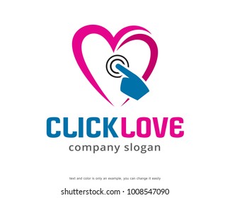Click Love Logo Template Design Vector, Emblem, Design Concept, Creative Symbol, Icon