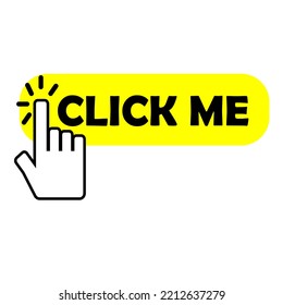 Click Me Button Vector With Hand Icon