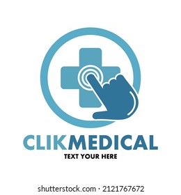 Click medical vector logo template. This design use click and cross plus symbol. Suitable for medical, education and business