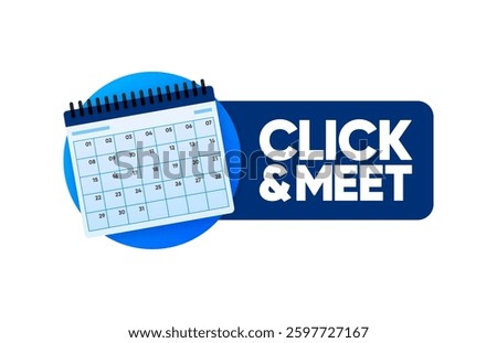 Click and Meet concept with calendar. Person shopping after making appointment. Online concept. Vector illustration.