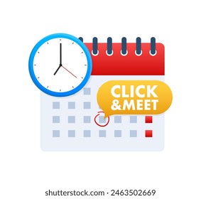 Hacer clic y conocer el concepto con calendario y burbuja de voz.