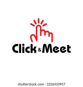 click and meet sign on white background