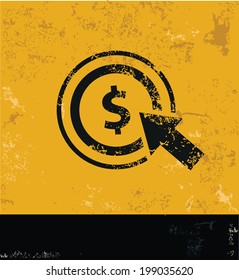 Click money symbol,grunge vector