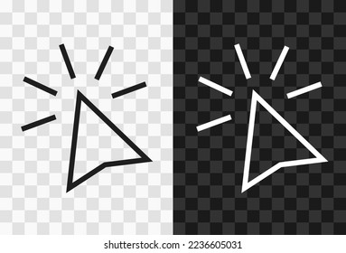 Haga clic en ratón, icono de línea modificable vectorial de alta calidad. Haga clic en el icono de contorno del ratón aislado en fondos oscuros y transparentes claros para el diseño de la interfaz de usuario.