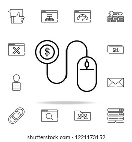 click mouse money icon. seo and online marketing icons universal set for web and mobile
