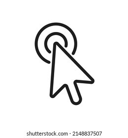 Click mouse pointer line symbol, click vector icon for user interface.