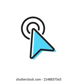Click mouse pointer line symbol, click vector icon for user interface.