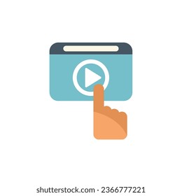 Click movie edit icon flat vector. Video film. Clip audio isolated