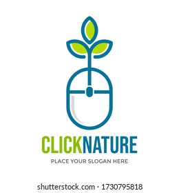 Click nature vector logo template. This design use mouse symbol. Suitable for environment.