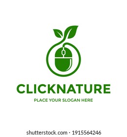 Click nature vector logo template. This design use mouse symbol. Suitable for environment.
