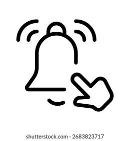 Click Notification Icon Bell with Hand Pointer for Alerts and Reminders 