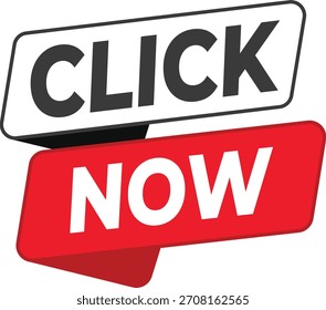 Hacer clic Ahora Insignia Acción Botón Vector Etiqueta Ilustración