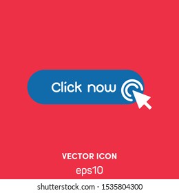 "Click now" button vector icon. Ui/Ux. Premium quality.