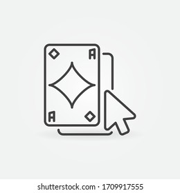Click on Ace of Diamonds vector outline Online Poker concept icon or design element 