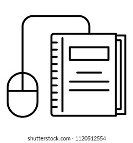 Click on book icon. Outline illustration of click on book vector icon for web design isolated on white background