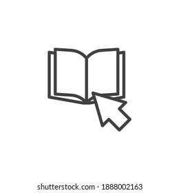 Click on Book line icon. linear style sign for mobile concept and web design. Book cursor arrow outline vector icon. Symbol, logo illustration. Vector graphics
