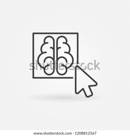 Click on brain button outline icon - vector artificial intelligence brain concept thin line symbol