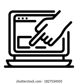 Click on browser icon. Outline click on browser vector icon for web design isolated on white background