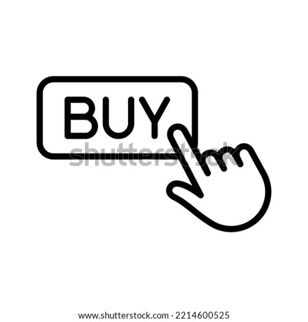 Click on buy icon. Hand click buy button. Pictogram isolated on a white background. Vector illustration.