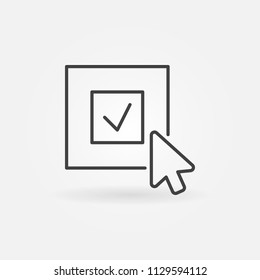 Click on check mark vector icon or design element in outline style