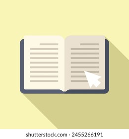 Click on digital book icon flat vector. Online reading. Teaching public