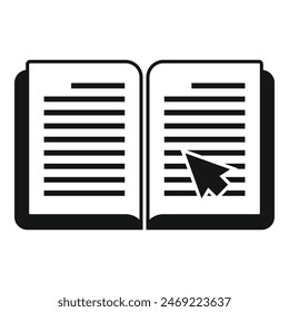 Click on digital book icon simple vector. Online reading. Teaching public
