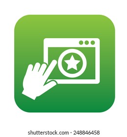 click on green flat button,clean vector