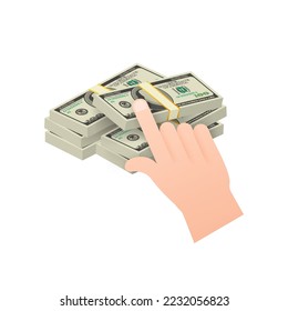 Click on money. Pay per Click. Money making. Vector stock illustration.