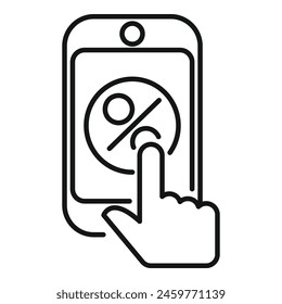 Click on percent sale program icon outline vector. Loyalty system. Experience review